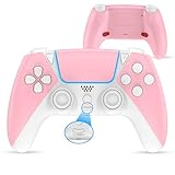 FAREMOCI for PS4 Controller, Wireless P4 Controller for PS-4 with Turbo Rapid Fire/Programmable Buttons/1200mAH Battery/Motion Sensor for PS4/Pro/Silm/PC/IOS/Android,Pink White