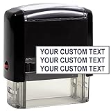 Custom Address Stamp - 20 Font Options - 3 Line Self-Inking Address Stamp - Up to 3 Lines of Customized Text | Multiple Ink Color Options (Medium)