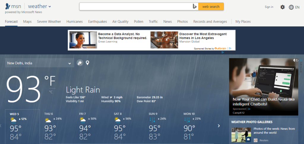 1 MSN Weather application