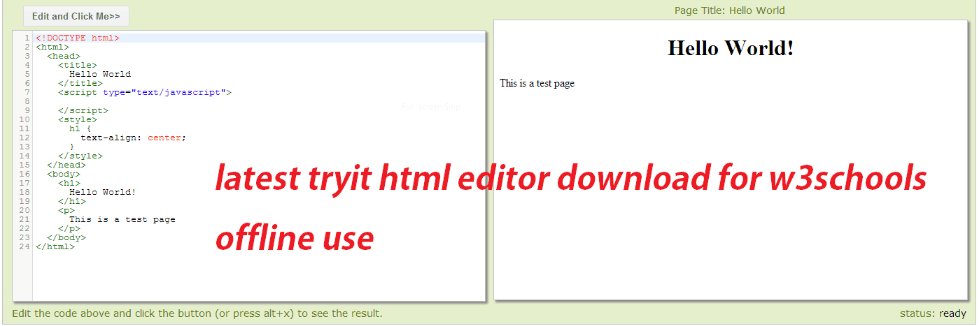 latest tryit html editor download for w3schools offline use