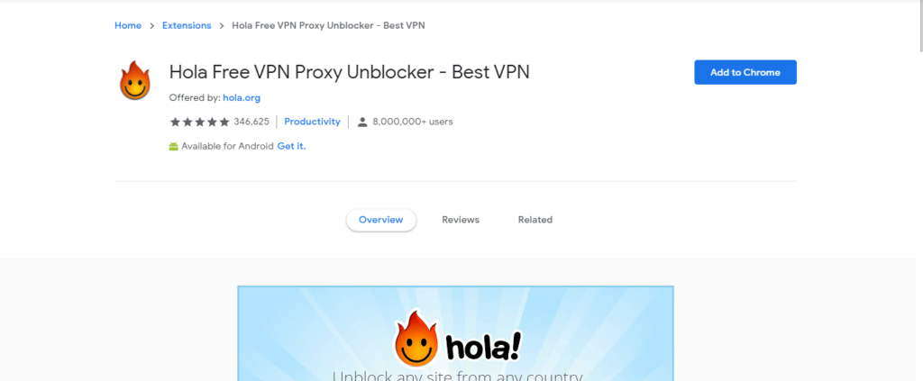 6. Hola Free VPN Proxy Unblocker